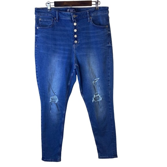 Gap Plus Size 18 Jeans High‎ Rise Universal Legging Distressed - Picture 1 of 9